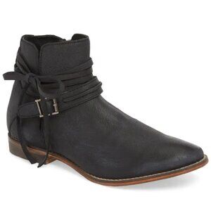 Free People Studio City Wraparound Leather Bootie Distressed Black